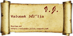 Valusek Júlia névjegykártya